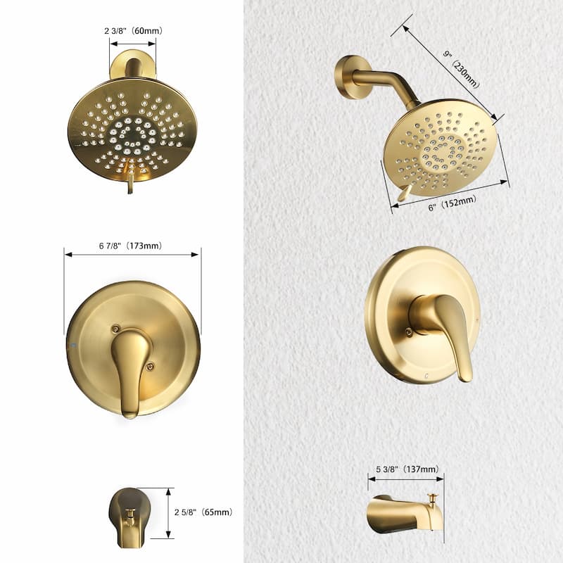 WOWOW Single Handle 5-Spray Shower Faucet with Tub Spout
