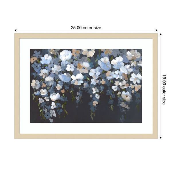 dimension image slide 1 of 2, Hanging Blossoms in Tranquil Night by Hannah Dawson Wood Framed Wall Art Print
