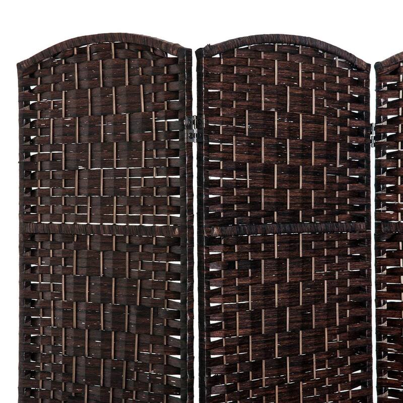 HomCom 6' Tall Wicker Weave Three Panel Room Divider Privacy Screen - Chestnut Brown