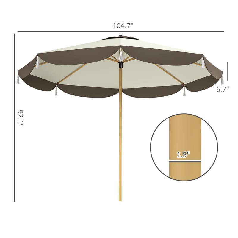 8.7 ft Cream White Outdoor Patio Umbrella with Vent Top and Steel Ribs Adjustable Two-Section Pole - Dia 8.7' x 7.7' H