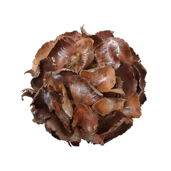 8” Brown Round Gilt Palm Petal Ball – Large - N/A