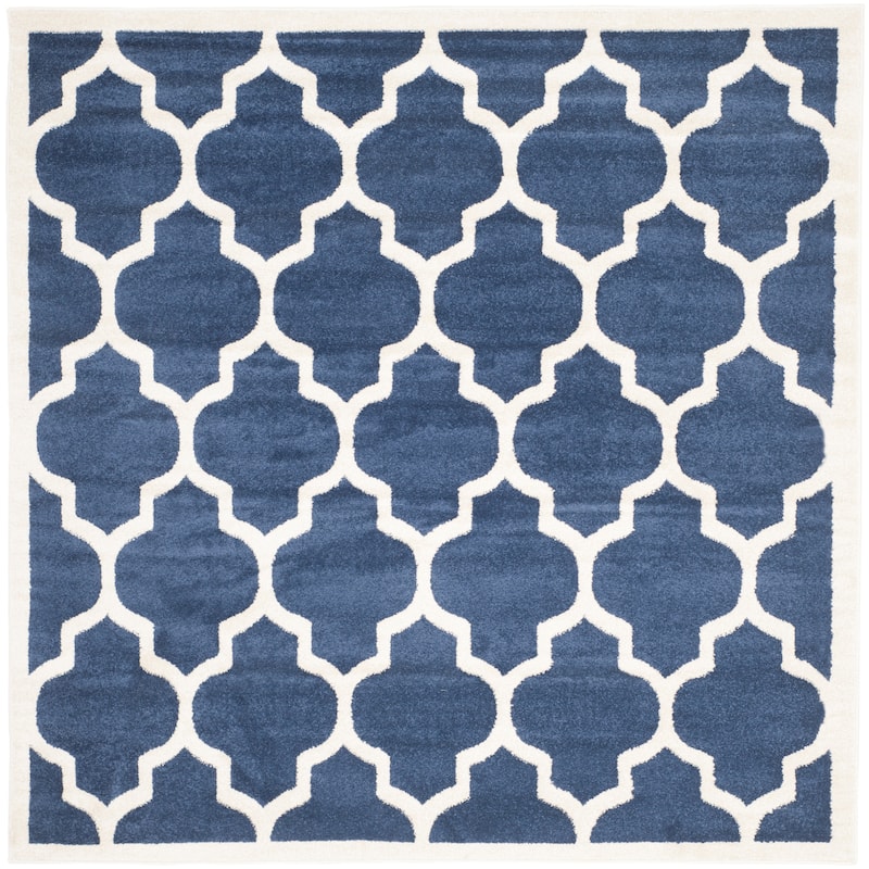 SAFAVIEH Amherst Machi Modern Rug - 7' Square - Navy/Beige