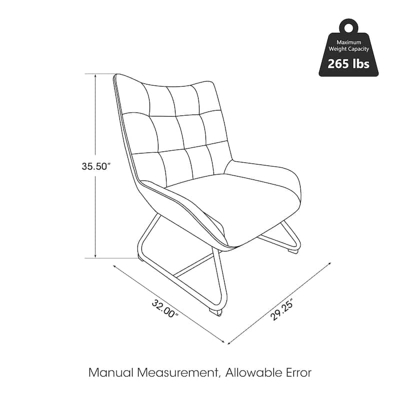 Glitzhome Set of 2 35.5"H Leatherette Wingback Accent Chairs With Metal Legs