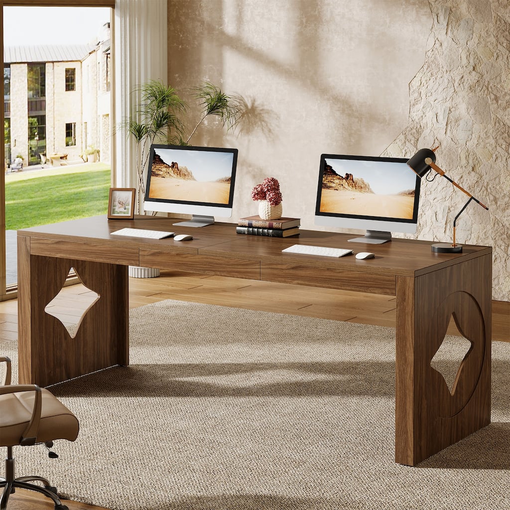 2 Person Desk, 78.74 Inches Extra Long Computer Desk