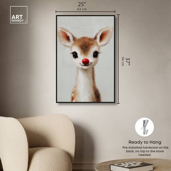 dimension image slide 7 of 24, Baby Rudolph Christmas Wall Decor Canvas Print by Art Remedy