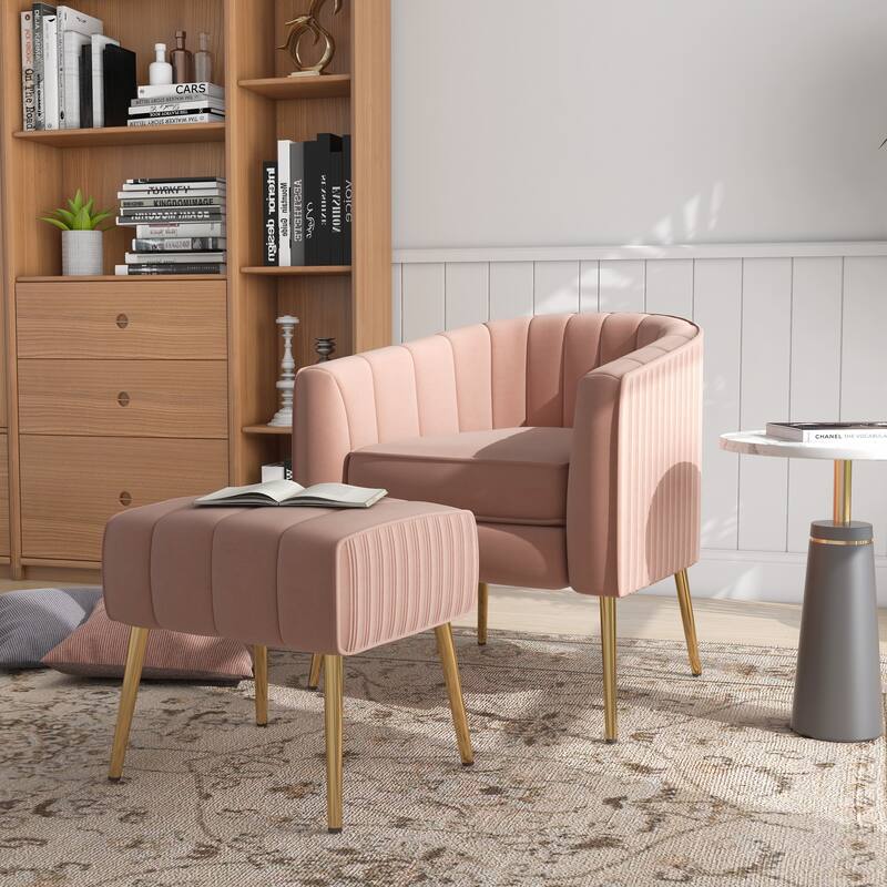 Velvet Shell Shaped Chair with Gold Tone Legs