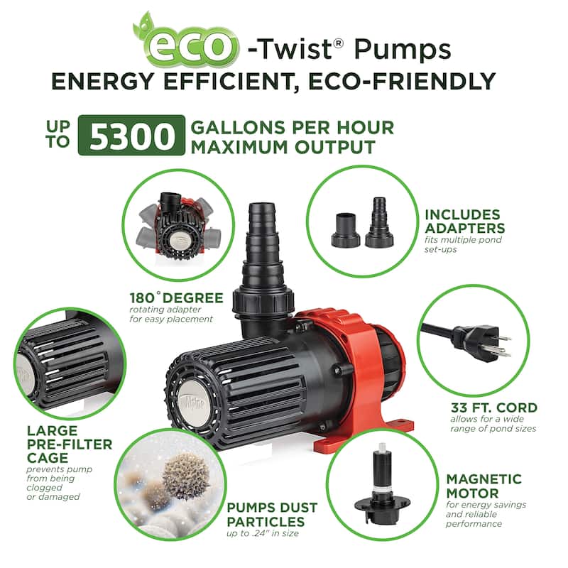 Alpine Corporation Eco-Twist Energy-Saving Pump with 33' Cord