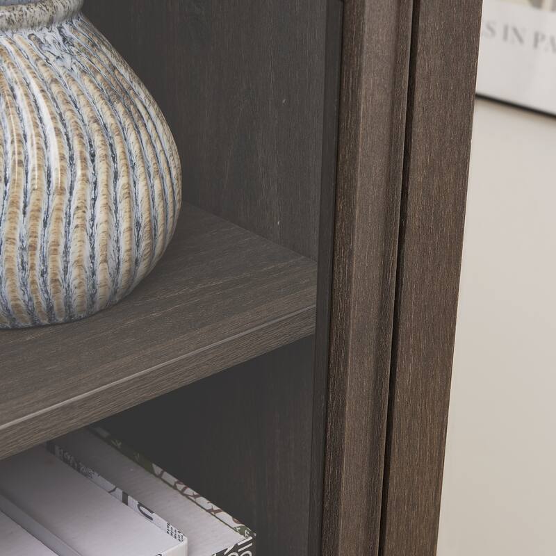 GDF Studio - Modern Tall Storage Cabinet with Drawer and Glass Doors.