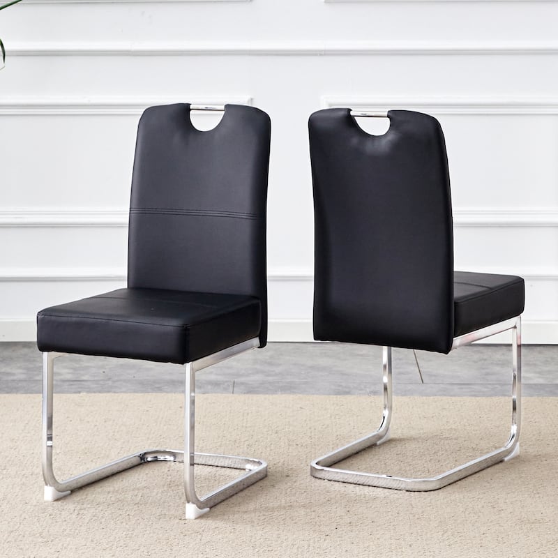 Set Of Four Thickened Pu Material Ergonomic Chairs - Black