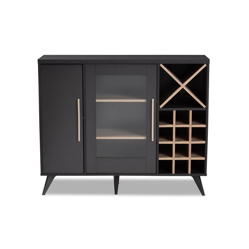 Pietro Mid-Century Modern Finished Wine Cabinet - 38.78" High x 47.24" Wide x 13.39" Deep