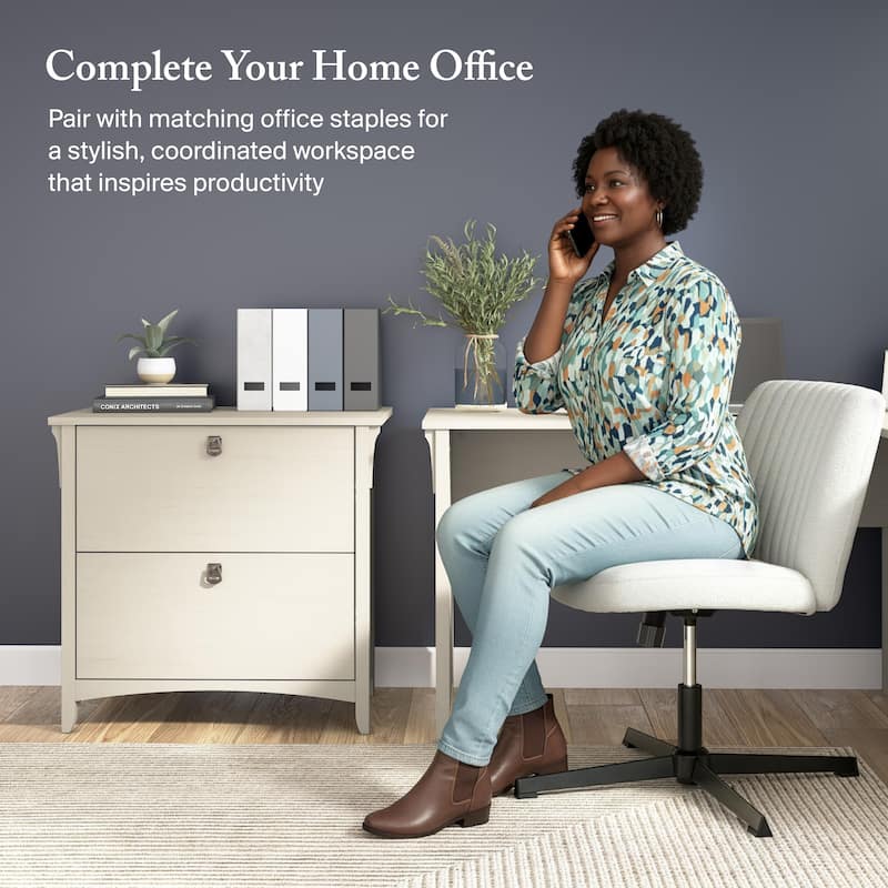 Bush Furniture Salinas Lateral File Cabinet in Antique White