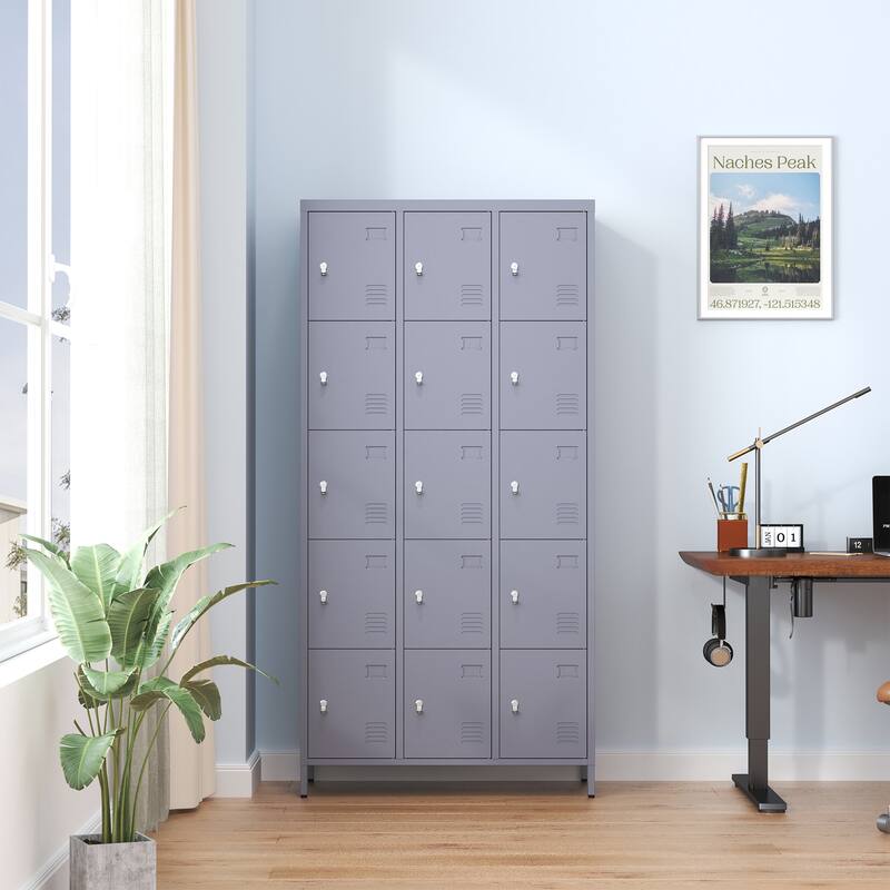 15 Door 72"H Metal Lockers With Lock