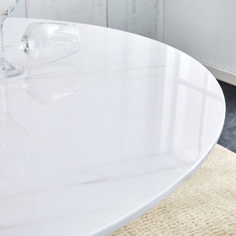 Round Dining Table Coffee Table with Dark Wood Textured Top,Cross Structure Reinforcement Black Metal Legs