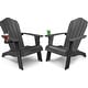 preview thumbnail 28 of 49, WINSOON HIPS Oversized Adirondack Chair with Cup-Holder Blackx2