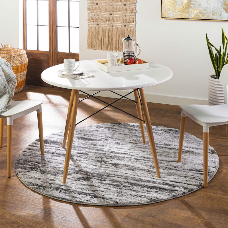 Artistic Weavers Lido Plush Striped Area Rug - 5'3" Round - Charcoal
