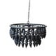 preview thumbnail 2 of 1, Metal and Mango Wood Bead Chandelier with Five Lights - 28.0"L x 28.0"W x 17.0"H
