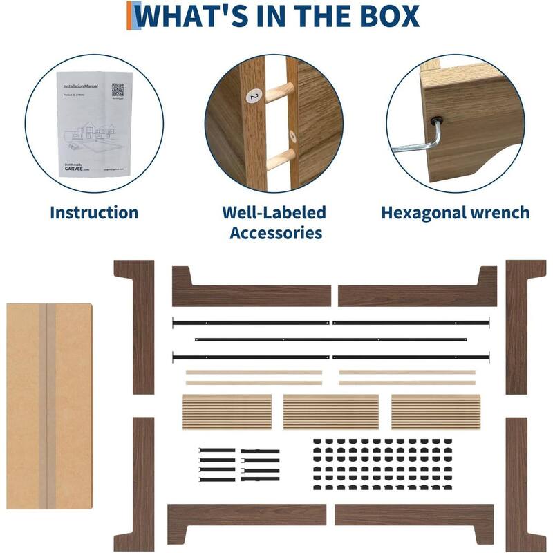 Wood Platform Bed Frame, with Strong Wooden Slats