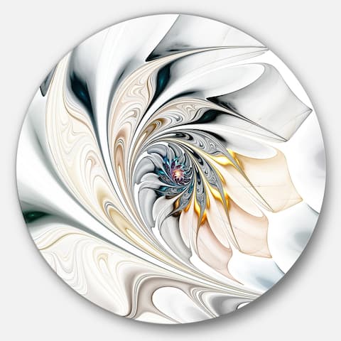 Designart 'White Stained Floral Art' Floral Circle Wall Art