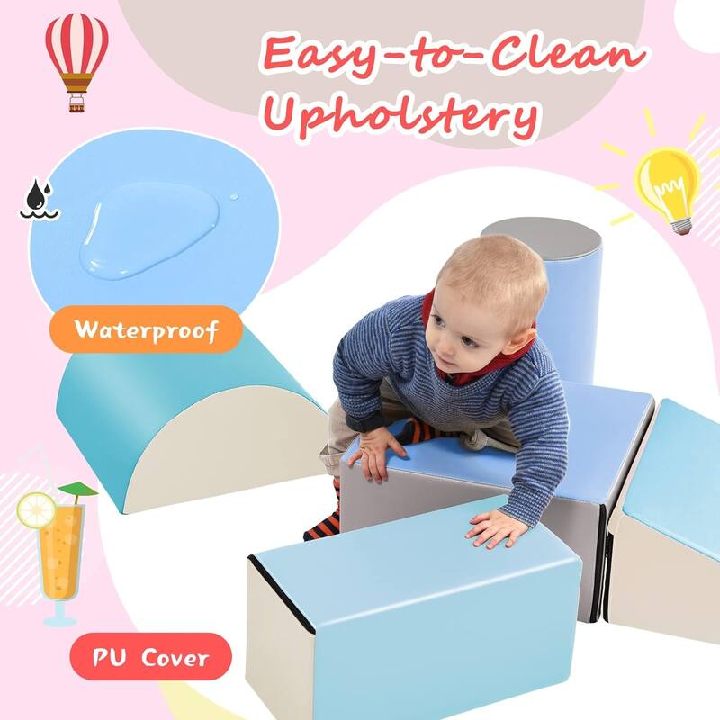 Toddler Indoor Climb and Crawl Activity Playset,Soft Foam Playset including Single-Tunnel Foam Climber ,Slide Stairs and Ramp