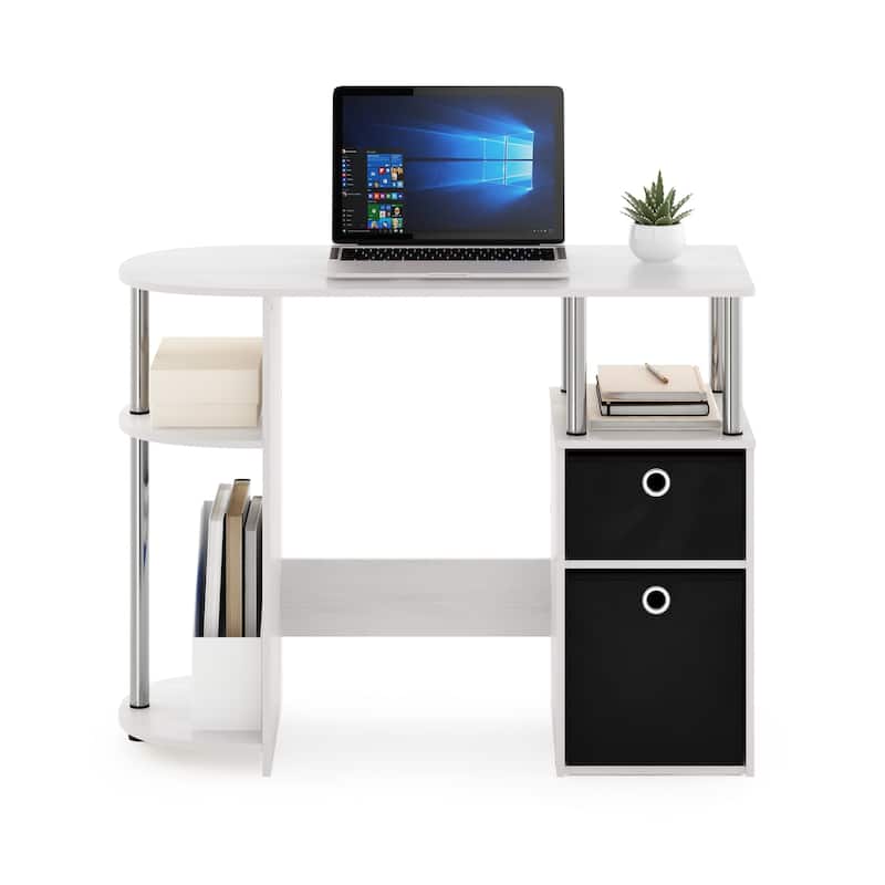 Furinno 15111 JAYA Simplistic Computer Study Desk with Bin Drawers, Columbia Walnut/Black/Dark Brown