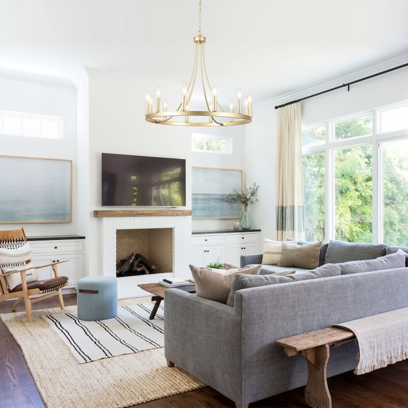 12-Light 26.77-inch Vintage Rustic Wagon Wheel Chandelier for Kitchen