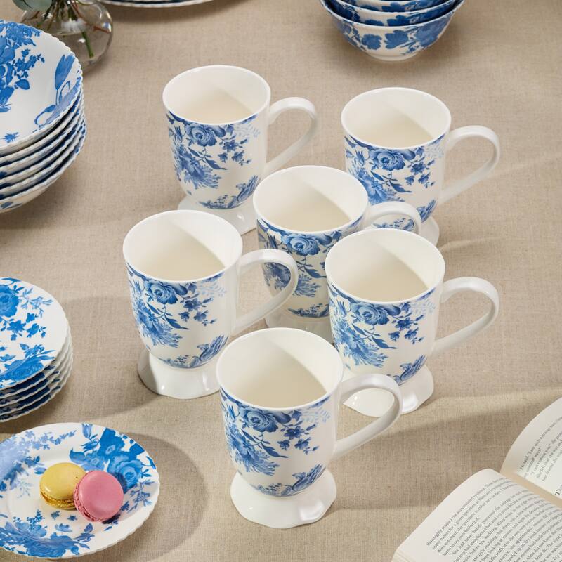 Certified International Gabrielle Blue 16 oz. Mugs, Set of 6 Assorted Designs