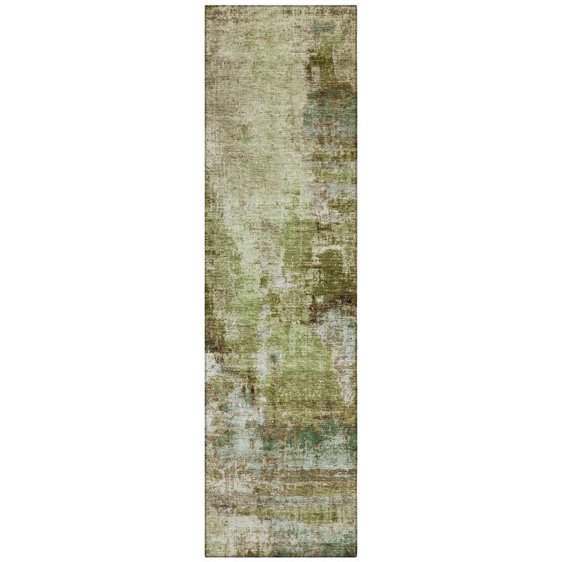 Machine Washable Indoor/ Outdoor Abstact Contemporary Chantille Rug