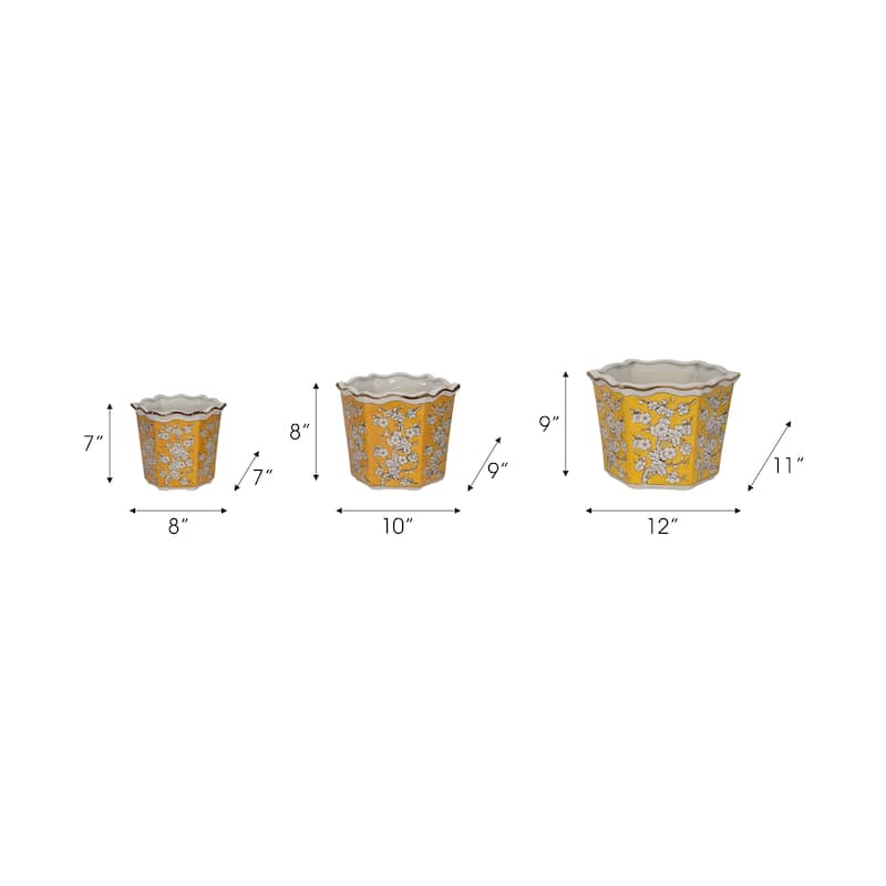 Sagebrook Home Ceramic Planter Set of 3 - 12" x 11" x 9"