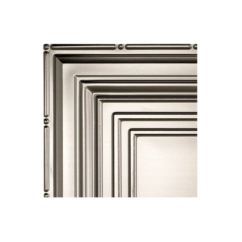 FASÄDE Traditional Style 3 Decorative Vinyl 2ft x 2ft Lay in Ceiling Panel in Brushed Nickel (5 Pack) - 12in x 12in Sample - Brushed Nickel
