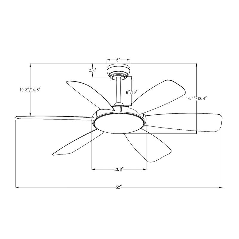 Champagne Silver 52 in. 6-Speed Integrated LED Indoor 6-Blade Ceiling Fan with Light Kit and Remote Control