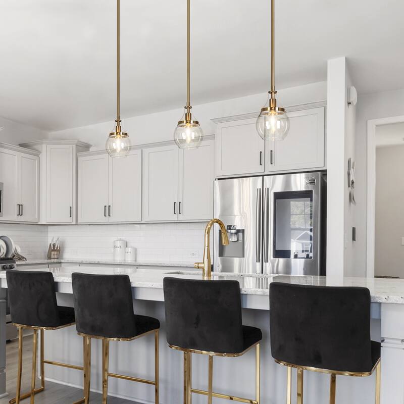 Beta Modern Gold 1-Light Mini Orb Glass Pendant Light for Kitchen Island - D 4.9" x H 7.6"