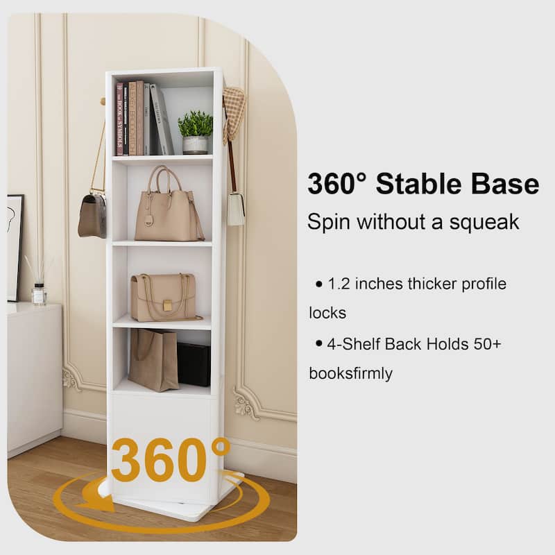 360° Rotating Makeup & Jewelry Cabinet with Full-Length Mirror - Standing Organizer with Coat Rack & 6-Tier Shelves