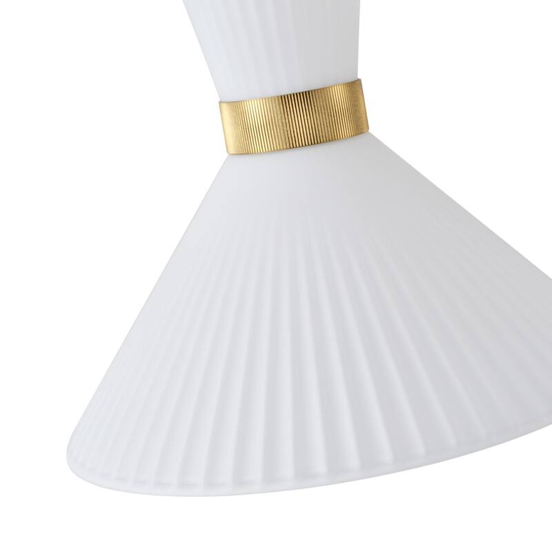 Modern LED Brass Pendant Light White Jade Glass Cone Shade