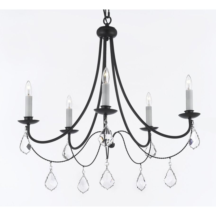Empress Crystal Wrought Iron Chandelier Lighting H22.5 x W26 - Chandeliers For Bedrooms by Overstock.com