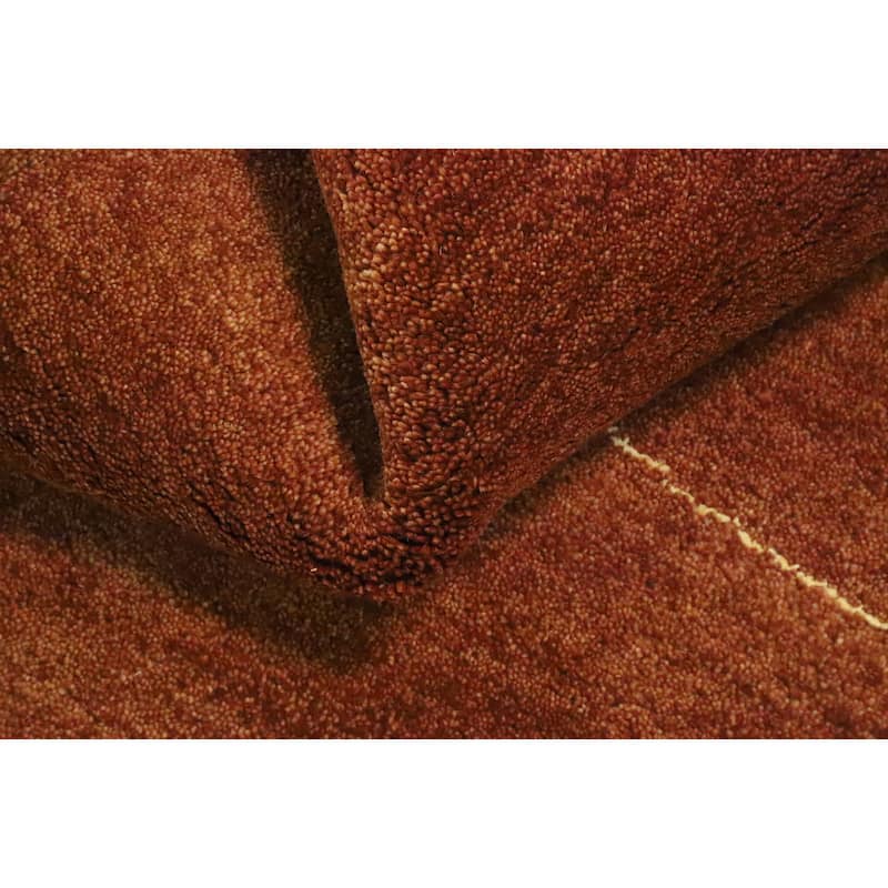 Hand Knotted Oriental 100% Wool Carpet Modern Modern Oranges & Rust Gabbeh Area Rug - 6' 6'' X 4' 9''