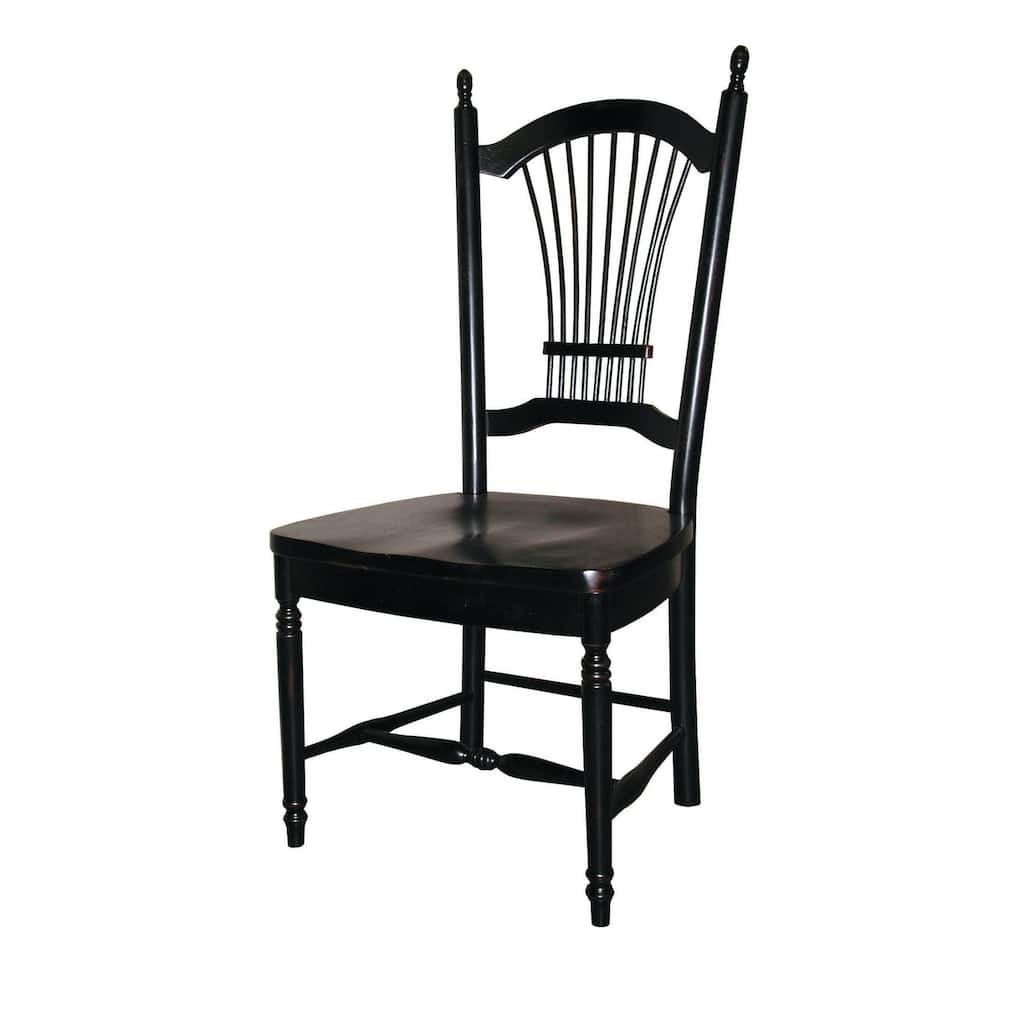 Set of 2 Antique Black Wooden Dining Chairs 44"
