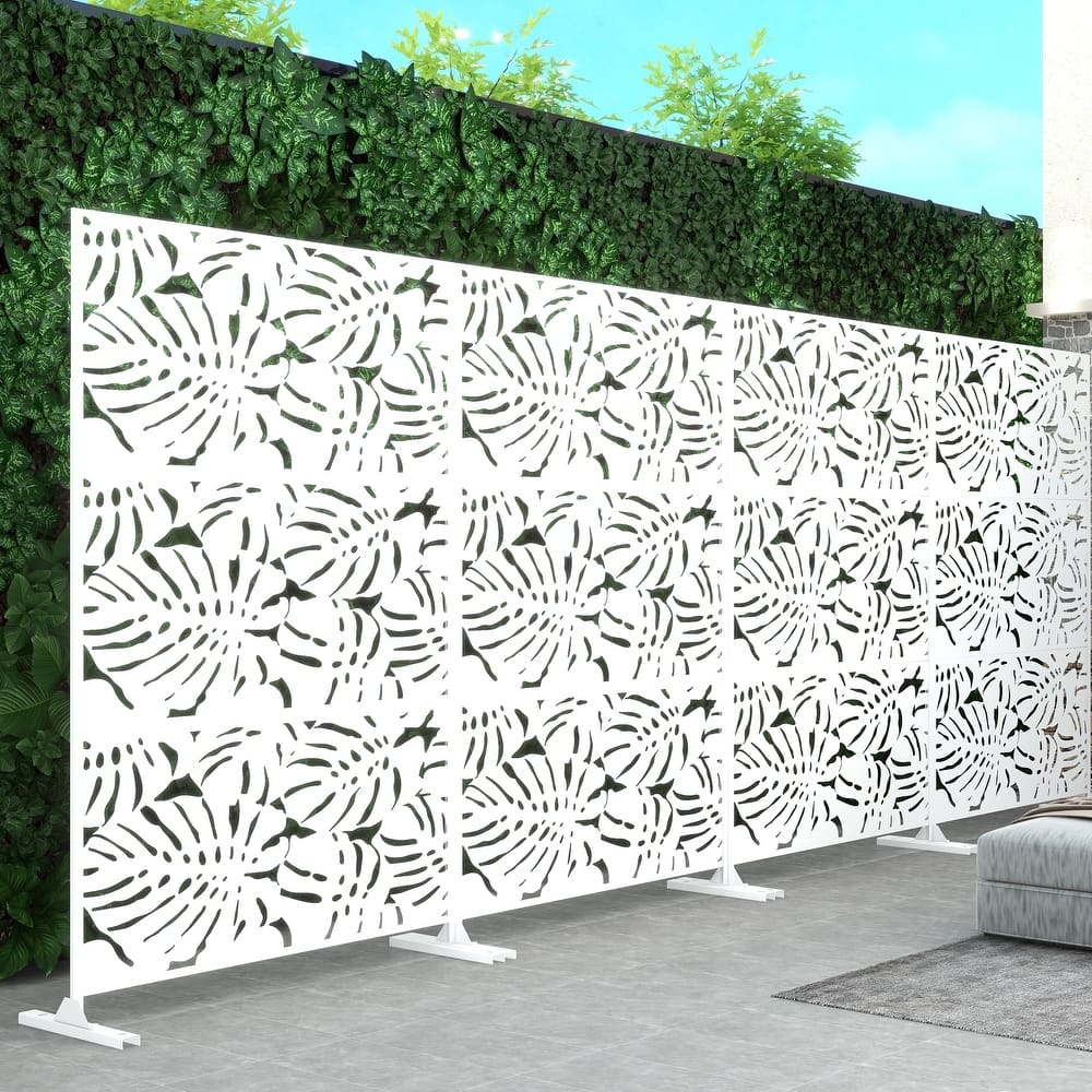 Metal Privacy Screen Wall Decoration Free Standing-6.3 ft. H X 4 ft. W