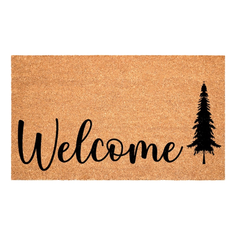 HomeRoots 17" X 29" Brown And Black Christmas Outdoor Coir Door Mat - 17.00' X '29.00