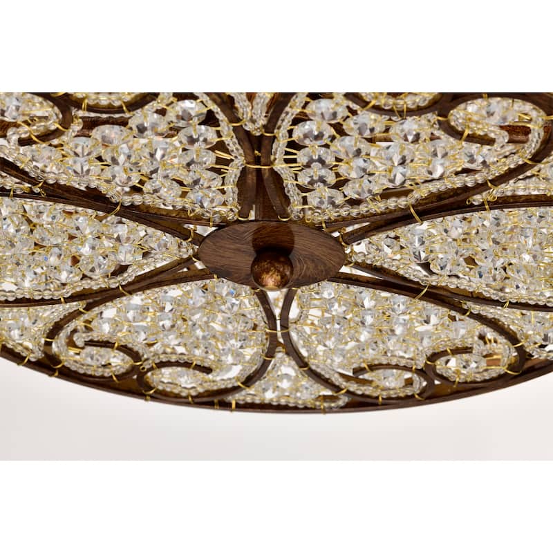 Kimo 6-light Spain Bronze Finish Scroll and Crystal Chandelier Ceiling Light - Spanish-Bronze