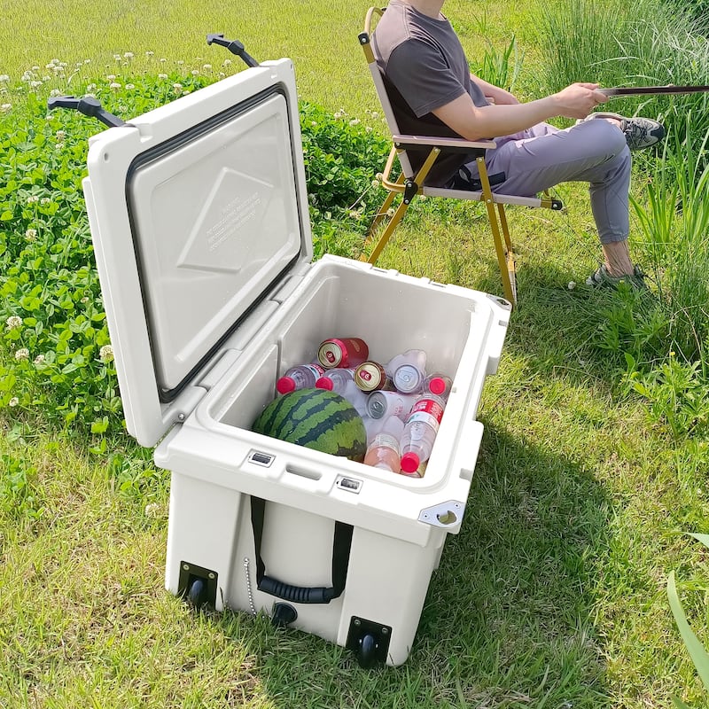 65 qt. Outdoor Portable Ice Chest Camping Cooler with Wheels