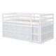 preview thumbnail 18 of 34, Twin/Full Size Low Loft Bed with Retractable Writing Desk and 4 Drawers, Wooden Loft Bed Frame w/ Lateral Portable Desk & Ladder