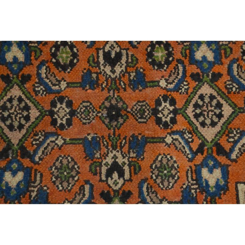 Hand Knotted Oriental 100% Wool Carpet Traditional Medallion Oranges & Rust Hamedan Area Rug - 9' 10'' X 6' 7''