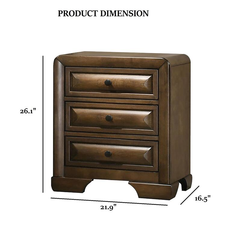 Transitional Nightstand - Brown Finish with Cup Pulls & Dovetail Drawers