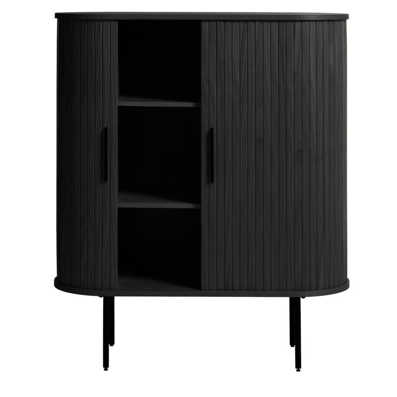 Rye Studio Nicola Mid-Century Modern Rounded Sliding Door Cabinet 39"
