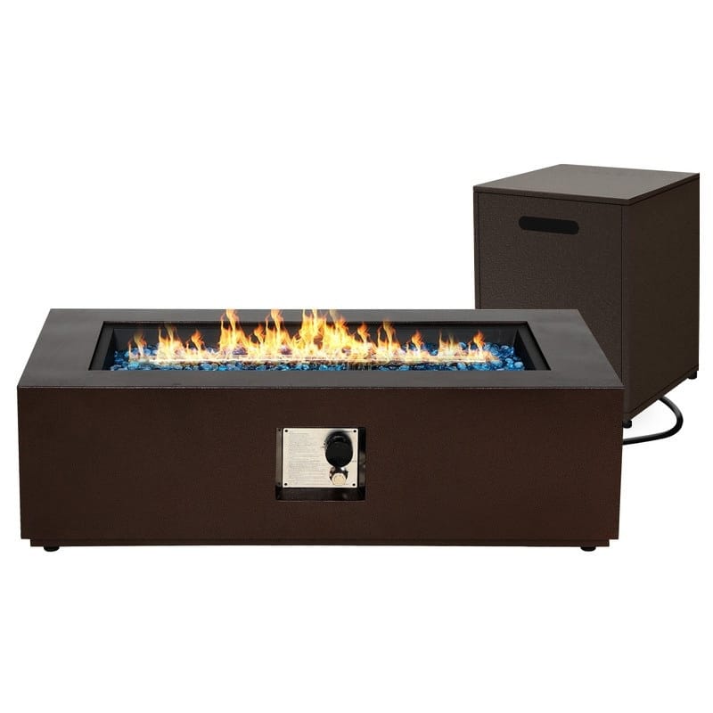 Patio Watcher 42-in W 50000-BTU Iron Propane Gas Fire Pit Table with Tank Cover