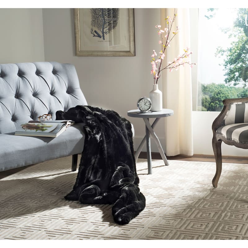 SAFAVIEH Valbjorg Faux Black Mink Throw