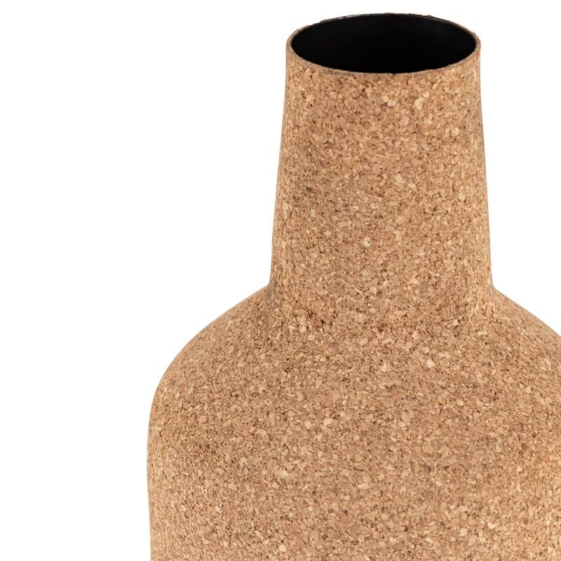 Large Bottle Neck Cork Wrapped Flower Vase - 13" - Beige