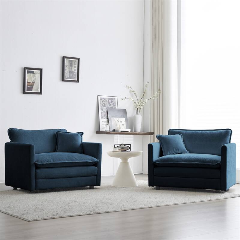 Accent Chair Set of 2, High-end Chenille Upholstered Armchairs