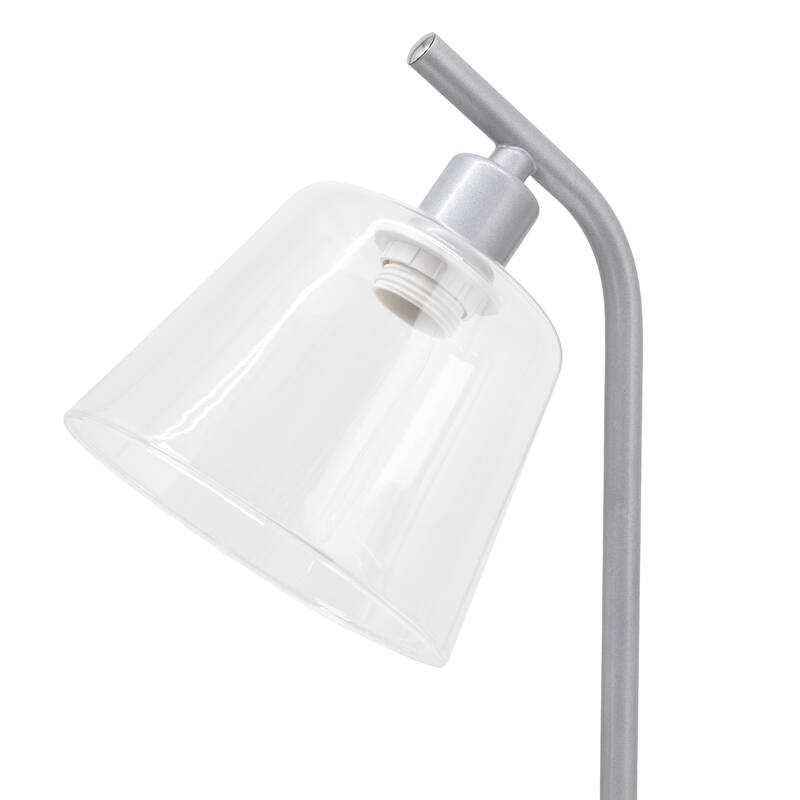 Modern Industrial Desk Lamp with Clear Glass Shade and Dual USB Charging Ports Multiple Colors - 8" (L) x 5.5" (W) x 15.75" (H)