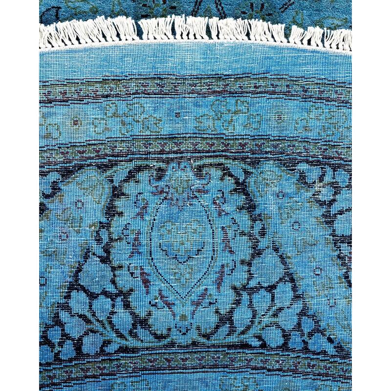 Fine Vibrance, One-of-a-Kind Hand-Knotted Area Rug - Blue, 7' 1" x 7' 1" - 7' 1" x 7' 1"